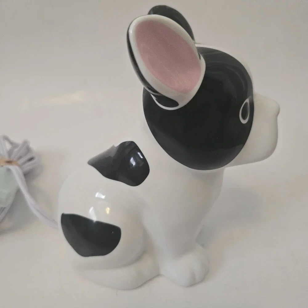French Bulldog Black & White Ceramic Night Light Lamp